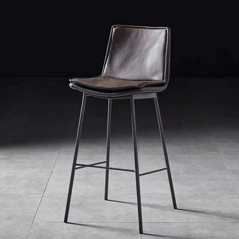 Bar Chair Modern Fixed Height Bar Stool with PU Leather Upholstered Backrest Black Metal Legs Multifunctional Counter Bar Stool for Home Bar Kitchen Island Pub Living Room Home Decor