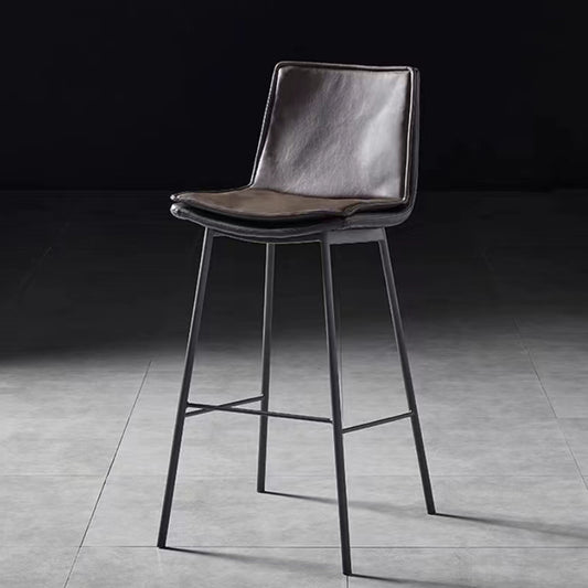 Bar Chair Modern Fixed Height Bar Stool with PU Leather Upholstered Backrest Black Metal Legs Multifunctional Counter Bar Stool for Home Bar Kitchen Island Pub Living Room Home Decor