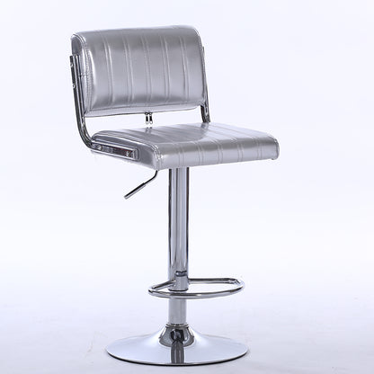Bar Chair Bar Stool Adjustable Height Swivel Bar Stool with Vertical Stitched Backrest and Cushion PU Leather Upholstered Chrome Metal Base Multifunctional Modern Bar Stool for Home Bar Kitchen Island Pub Living Room Home Decor