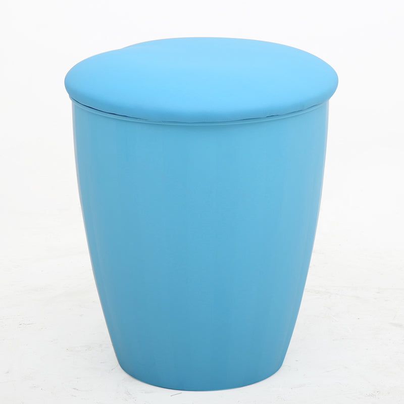 PU Storage Stool with Cushion Lid Multifunctional Ottoman Shoe Changing Stool Barrel Shaped Footrest for Living Room Bedroom Entryway