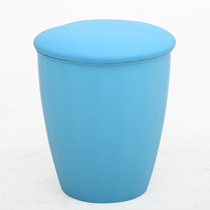 PU Storage Stool with Cushion Lid Multifunctional Ottoman Shoe Changing Stool Barrel Shaped Footrest for Living Room Bedroom Entryway