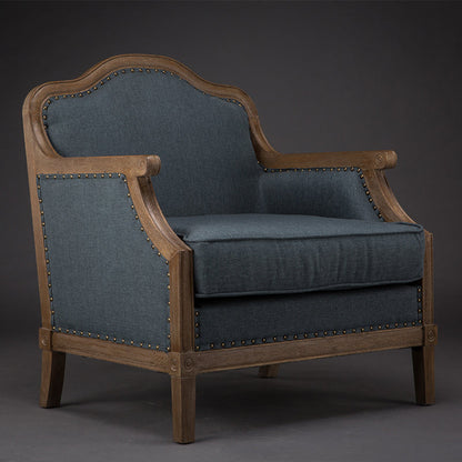 Vintage Tufted Armchair with Wooden Frame Beige Upholstery and Nailhead Trim