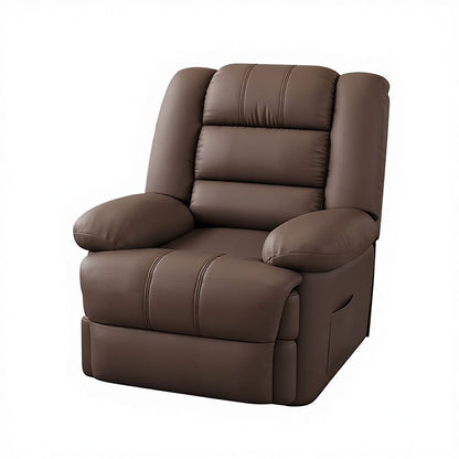 PU Leather Manual Recliner Chair Single Seater Functional Sofa Living Room Lounge Chair with Side Pocket Adjustable Home Theater Seating