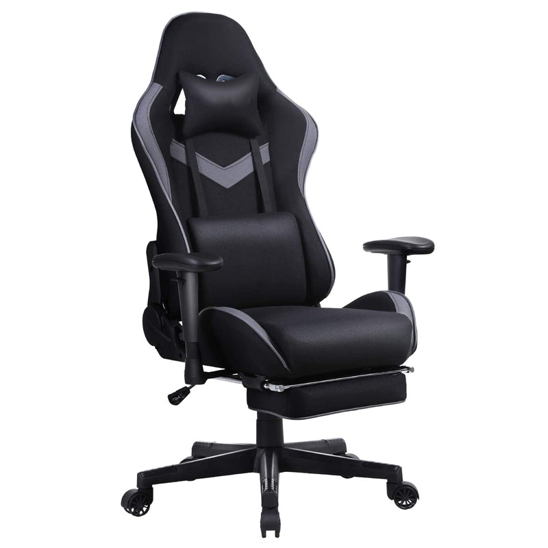 Dowinx Ergonomic Fabric Gaming Chair High Back Racing Style Computer Chair with Massage Lumbar Pillow 170° Reclining Retractable Footrest