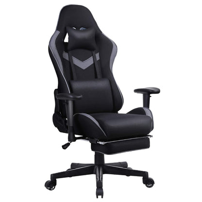 Dowinx Ergonomic Fabric Gaming Chair High Back Racing Style Computer Chair with Massage Lumbar Pillow 170° Reclining Retractable Footrest