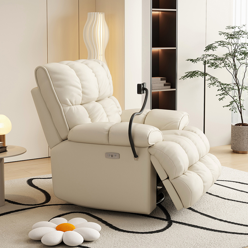 Recliner Sofa with Adjustable Back and Footrest, Faux Fabric Lazy Sofa for Living Room Bedroom, Comfortable Relaxing Lounge Chair with Remote Control and Phone Holder