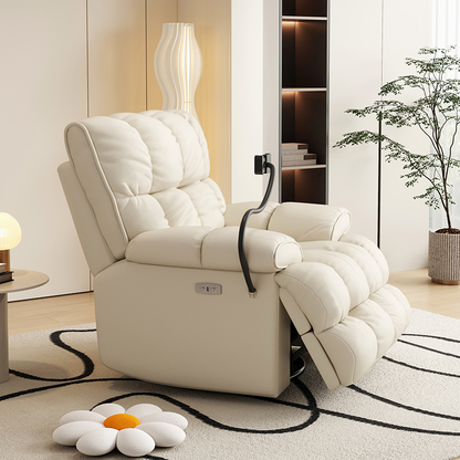 Recliner Sofa with Adjustable Back and Footrest, Faux Fabric Lazy Sofa for Living Room Bedroom, Comfortable Relaxing Lounge Chair with Remote Control and Phone Holder