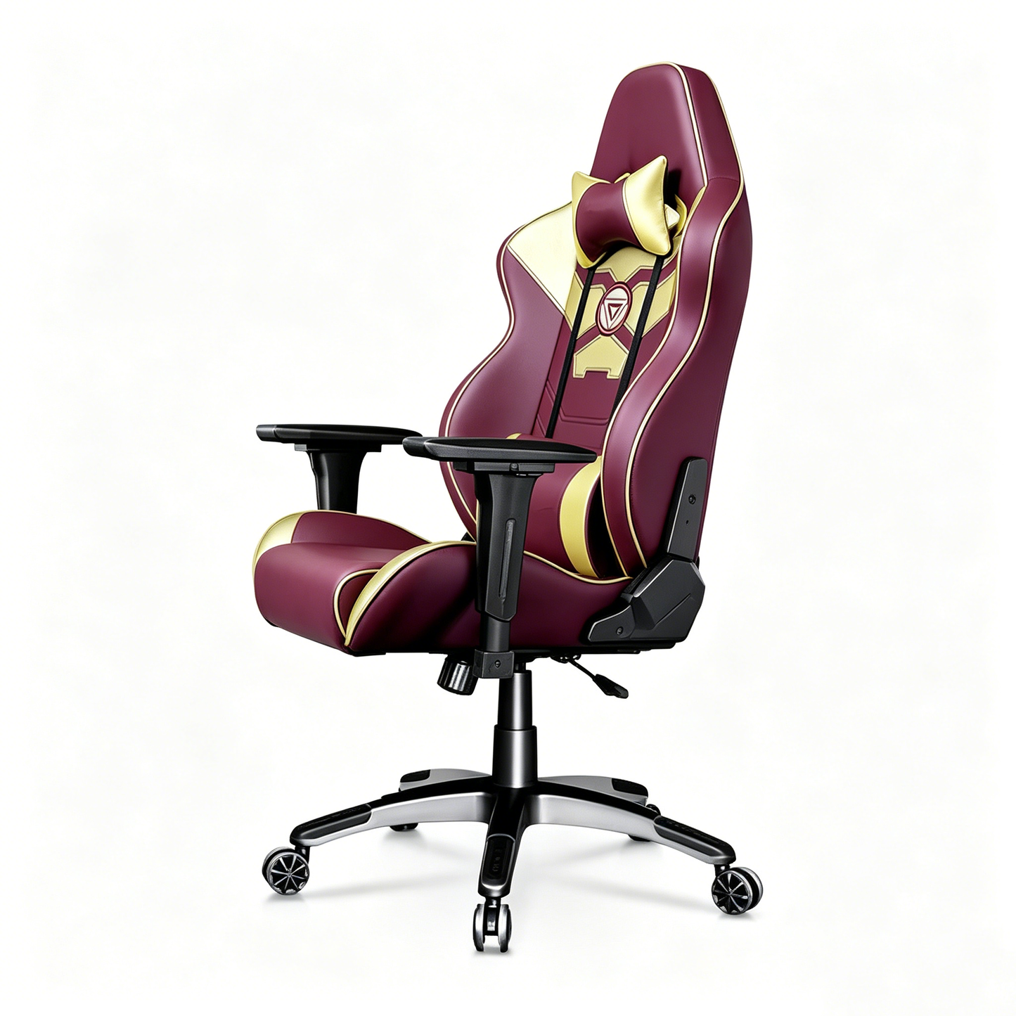 Iron Man Themed Ergonomic Gaming Chair High Back PU Leather Racing Style Computer Chair with Adjustable Headrest Lumbar Pillow and 4D Armrests