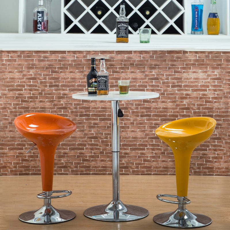 Bar Chair Bar Stool with Glossy ABS Plastic Integrated Seat Chrome Metal Base Multifunctional Height Adjustable Swivel Stool for Home Bar Kitchen Island Pub Living Room Home Decor