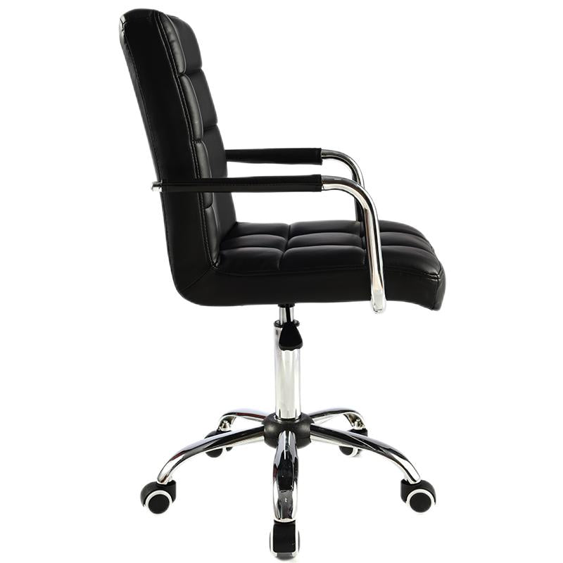 Bar Chair Bar Stool with Grid Quilted Cushion PU Leather Upholstered Chrome Metal Armrests and Casters Multifunctional Adjustable Height Swivel Stool for Home Bar Kitchen Island Pub Living Room Home Decor