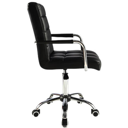 Bar Chair Bar Stool with Grid Quilted Cushion PU Leather Upholstered Chrome Metal Armrests and Casters Multifunctional Adjustable Height Swivel Stool for Home Bar Kitchen Island Pub Living Room Home Decor