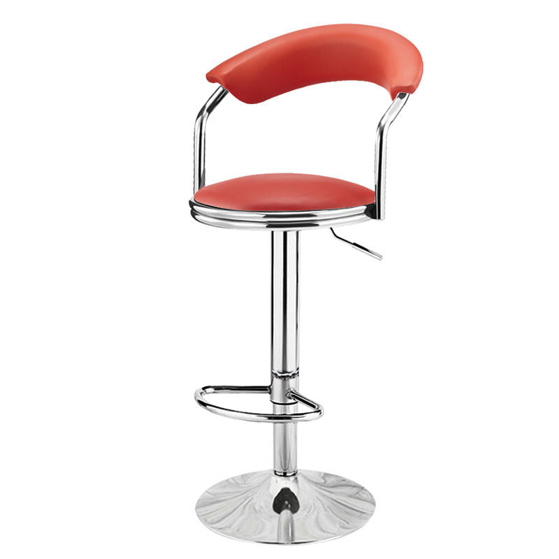 Bar Chair Bar Stool with Half-Moon Backrest PU Leather Cushion Chrome Metal Base Multifunctional Height Adjustable Swivel Stool for Home Bar Kitchen Island Pub Living Room Home Decor