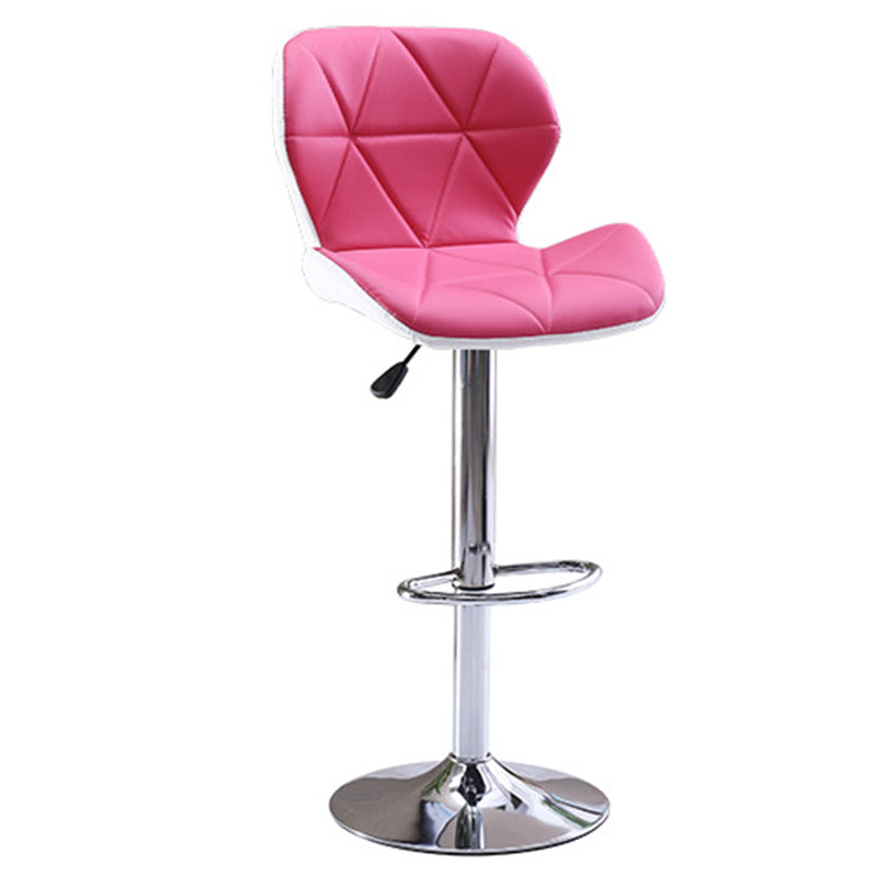Bar Stool Adjustable Height Swivel Bar Chair with Backrest PU Leather Fabric Upholstered Counter Height Stool with Chrome Base and Footrest for Kitchen Island Pub and Home Bar