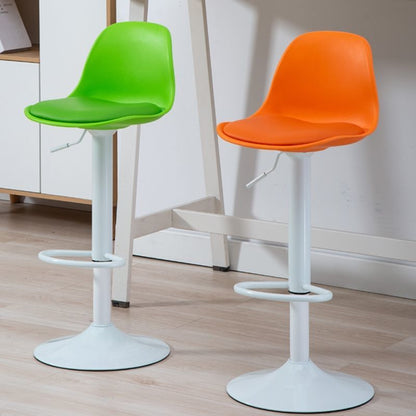 Bar Chair Adjustable Swivel Bar Stool with Molded Plastic Backrest and Seat PU Leather Upholstered Chrome Metal Legs Multifunctional Counter Height Bar Stool for Home Bar Kitchen Island Pub Living Room Home Decor