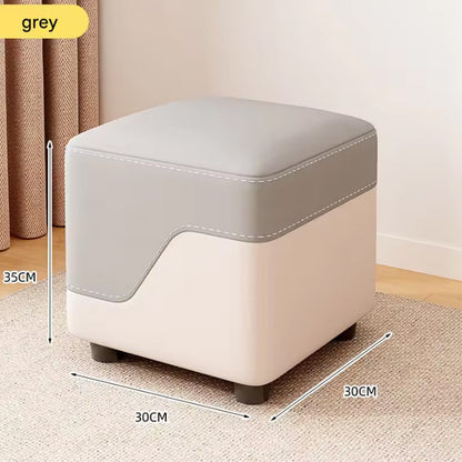 Square Footrest Stool with Solid Wood Frame Dual Tone Upholstered Ottoman Footstool with Non Slip Legs for Living Room Bedroom Entryway