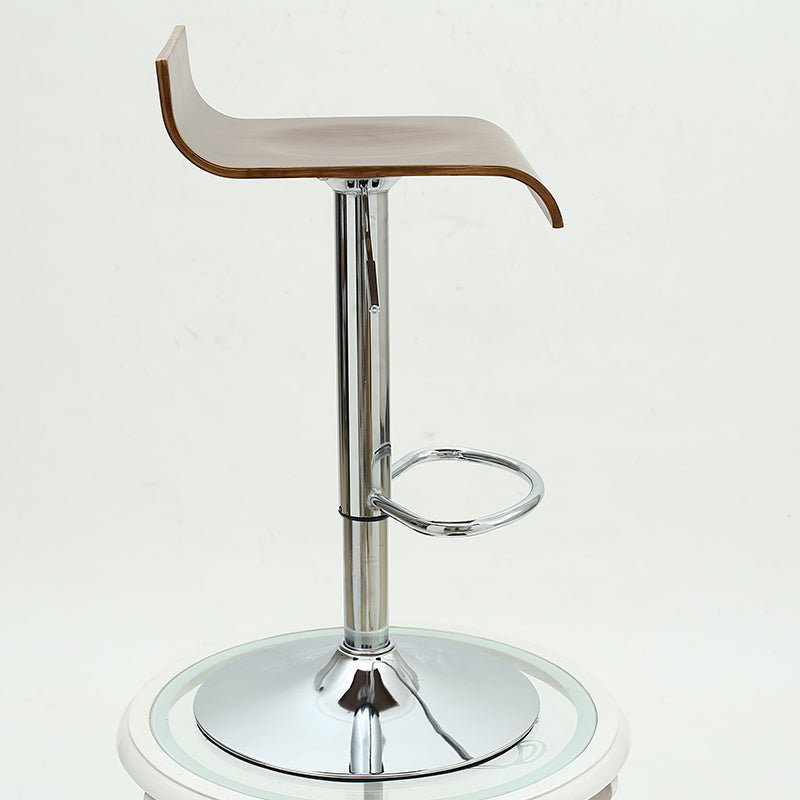 Bar Chair Bar Stool Adjustable Height Swivel Bar Stool with Bent Wood Seat Backrest Chrome Metal Base Multifunctional Modern Bar Stool for Home Bar Kitchen Island Pub Living Room Home Decor