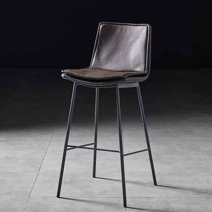 Bar Chair Modern Fixed Height Bar Stool with PU Leather Upholstered Backrest Black Metal Legs Multifunctional Counter Bar Stool for Home Bar Kitchen Island Pub Living Room Home Decor