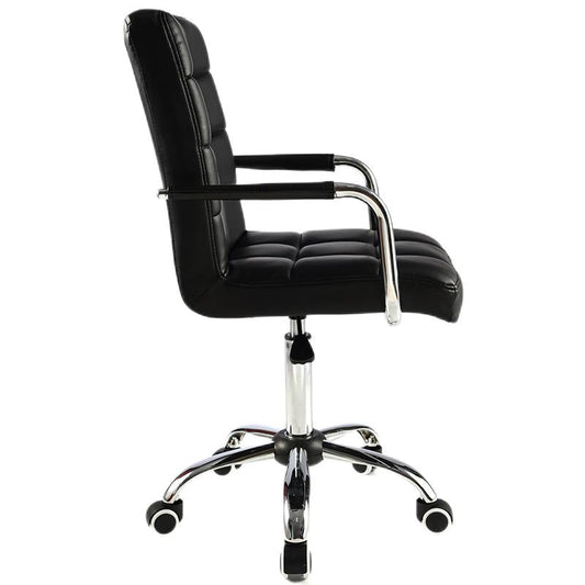 Mid-Back Office Chair Quilted Ergonomic Desk Chair with PU Leather/Fabric 360° Swivel & Height Adjustment Multi-Color Stylish Chair for Home Office & Creative Spaces