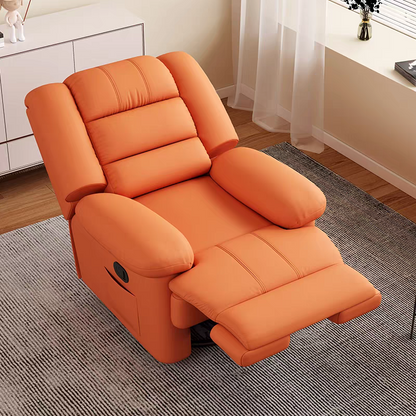 PU Leather Manual Recliner Chair Single Seater Functional Sofa Living Room Lounge Chair with Side Pocket Adjustable Home Theater Seating