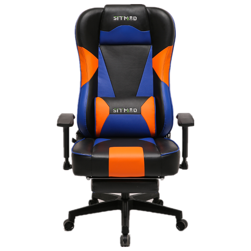 Ergonomic Gaming Chair High Back PU Leather Racing Style Computer Chair with Footrest Adjustable Headrest Lumbar Pillow 180° Reclining Swivel Office Chair