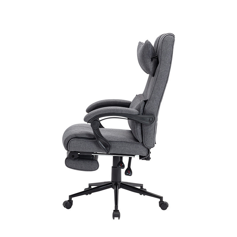 Fabric Reclining Office Chair with Headrest Footrest & Adjustable Ergonomic Support for Comfortable Work Gaming & Relaxing Lounging Sessions
