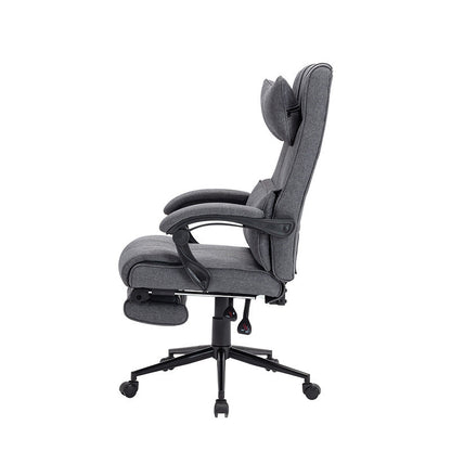 Fabric Reclining Office Chair with Headrest Footrest & Adjustable Ergonomic Support for Comfortable Work Gaming & Relaxing Lounging Sessions