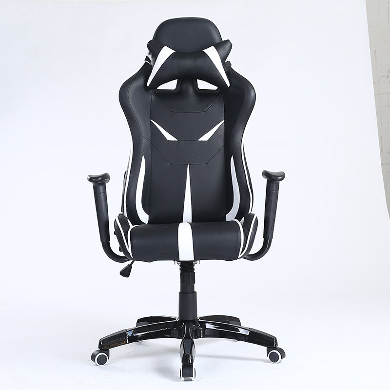 Mecha-Style Gaming Chair Multi-Color Ergonomic Reclining Chair with PU Leather Upholstery