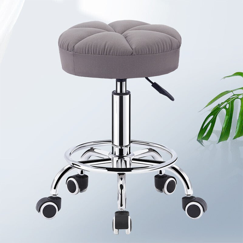 Bar Chair Adjustable Swivel Bar Stool with Backrest Fabric Upholstered Tufted Round Seat Chrome Metal Legs Multifunctional Rolling Bar Stool for Home Bar Kitchen Island Pub Living Room Home Decor