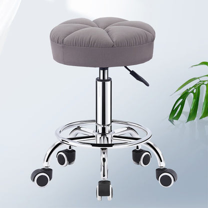 Bar Chair Adjustable Swivel Bar Stool with Backrest Fabric Upholstered Tufted Round Seat Chrome Metal Legs Multifunctional Rolling Bar Stool for Home Bar Kitchen Island Pub Living Room Home Decor