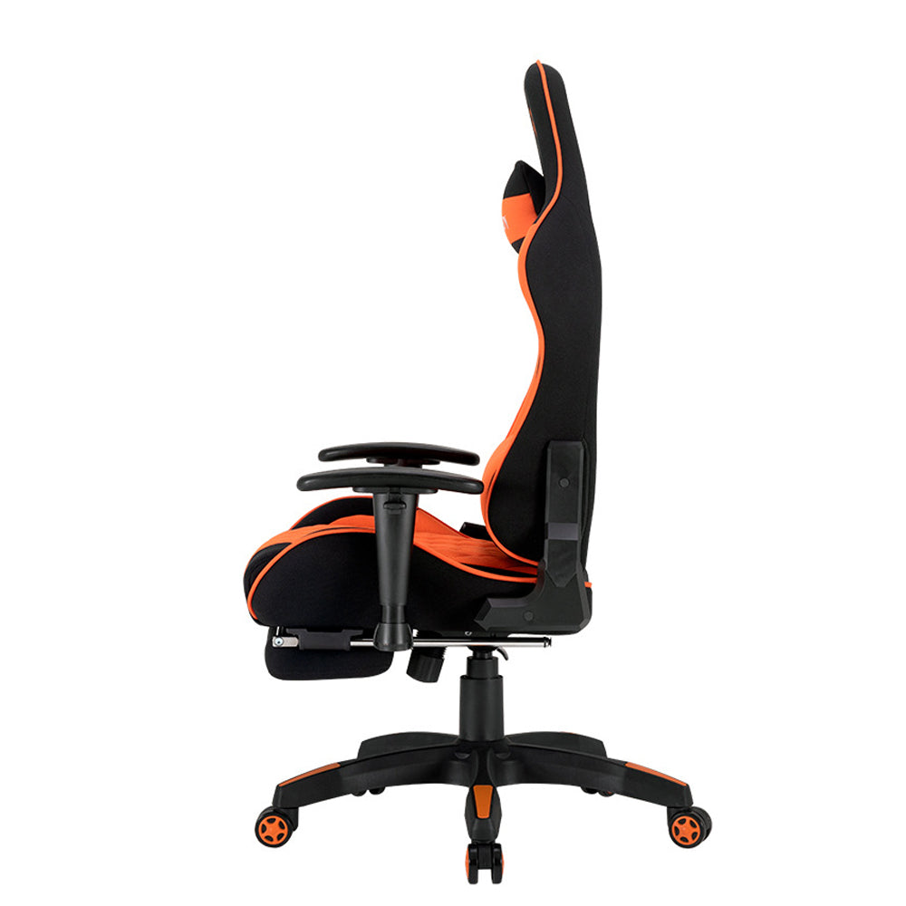 Ergonomic Gaming Chair High Back Fabric Racing Style Computer Chair with Footrest Adjustable Headrest Lumbar Pillow 180° Reclining Swivel Office Chair