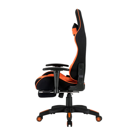 Ergonomic Gaming Chair High Back Fabric Racing Style Computer Chair with Footrest Adjustable Headrest Lumbar Pillow 180° Reclining Swivel Office Chair