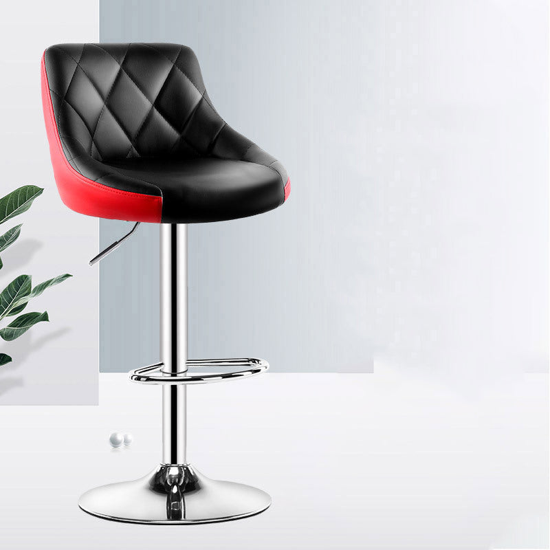 Bar Chair Bar Stool with Diamond Quilted PU Leather Cushion Chrome Metal Base Multifunctional Height Adjustable Swivel Stool for Home Bar Kitchen Island Pub Living Room Home Decor