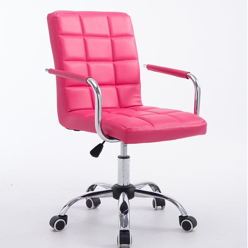 Bar Chair Bar Stool with Grid Quilted Cushion PU Leather Upholstered Chrome Metal Armrests and Casters Multifunctional Adjustable Height Swivel Stool for Home Bar Kitchen Island Pub Living Room Home Decor