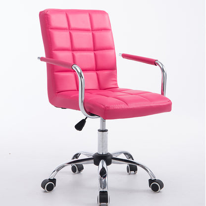 Bar Chair Bar Stool with Grid Quilted Cushion PU Leather Upholstered Chrome Metal Armrests and Casters Multifunctional Adjustable Height Swivel Stool for Home Bar Kitchen Island Pub Living Room Home Decor