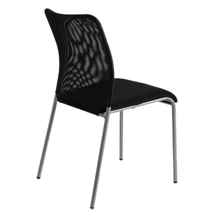 Office Chair Mesh Back Fabric Seat with Silver Metal Frame Ergonomic Stackable Conference Room Chair for Reception Meeting Room and Home Office