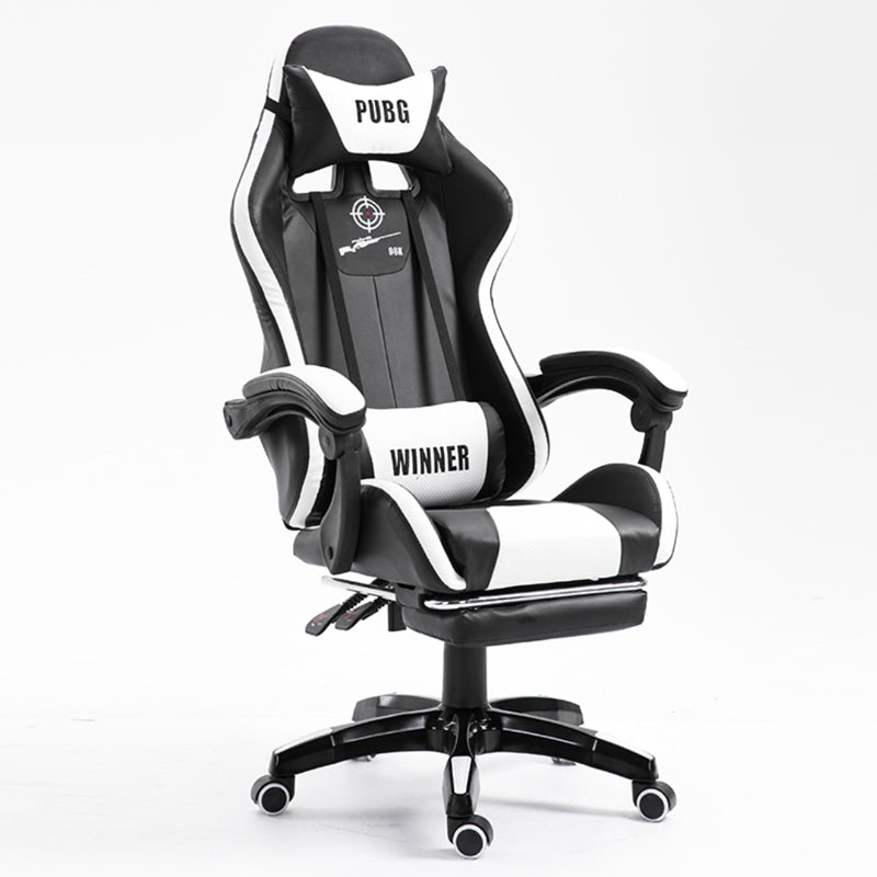 Ergonomic Gaming Chair PUBG "WINNER" Series Racing-Style Reclining Chair with Extendable Footrest