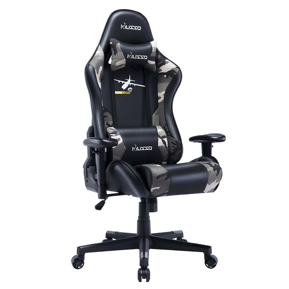 MUSSO ZERO Series Black-White Gaming Chair Headrest Adjustable Arms Sturdy Base Ergonomic Support for Extended Gaming & Office Work Sessions