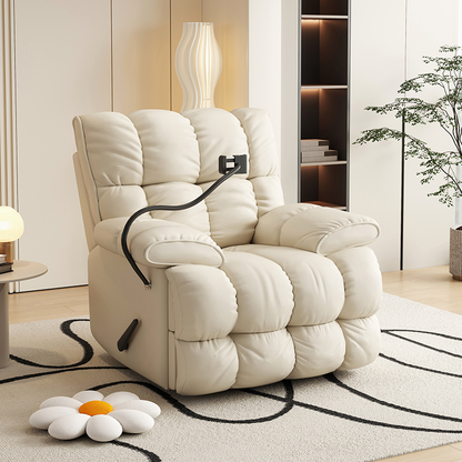 Recliner Sofa with Adjustable Back and Footrest, Faux Fabric Lazy Sofa for Living Room Bedroom, Comfortable Relaxing Lounge Chair with Remote Control and Phone Holder