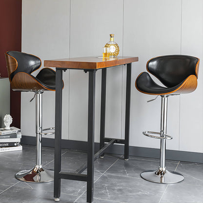 Modern Height Adjustable Swivel Bar Stool With PU Leather Upholstery Supportive Backrest And Stable Large Base For Bar Restaurant And Living Room