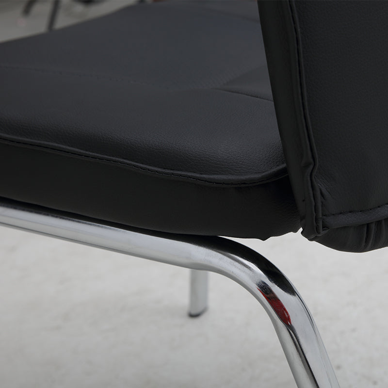 Office Chair PU Leather Upholstered Seat and Backrest with Chrome Metal Sled Base Ergonomic Armrest Padded Executive Guest Chair for Conference Room Reception Waiting Room and Home Office