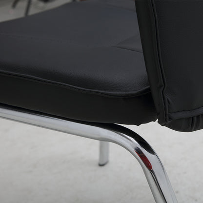Office Chair PU Leather Upholstered Seat and Backrest with Chrome Metal Sled Base Ergonomic Armrest Padded Executive Guest Chair for Conference Room Reception Waiting Room and Home Office