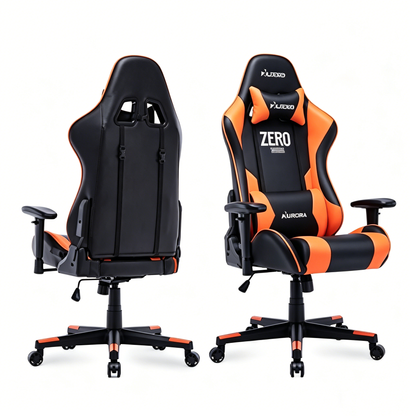 Ergonomic Gaming Chair High Back PU Leather Racing Style Computer Chair with Adjustable Headrest Lumbar Pillow 170° Reclining Swivel Office Chair for Gaming and Work