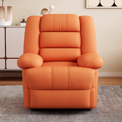PU Leather Manual Recliner Chair Single Seater Functional Sofa Living Room Lounge Chair with Side Pocket Adjustable Home Theater Seating