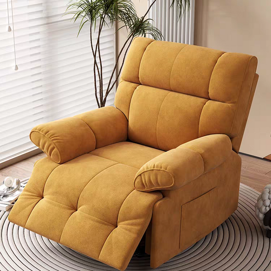 Single Seater Recliner Chair Ergonomic Adjustable Functional Sofa Home Theater Lounge Chair with Side Pocket Comfortable Padded Reclining Armchair for Living Room Bedroom