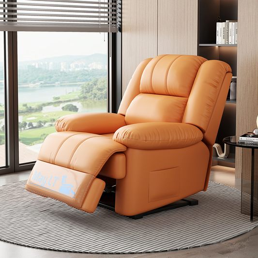 PU Leather Single Seater Recliner Chair with Side Overstuffed Adjustable Home Living Room Comfortable Sofa
