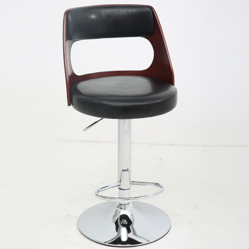 Bar Chair Bar Stool with Hollow Wood Frame PU Leather Seat Chrome Metal Base Multifunctional Height Adjustable Swivel Stool for Home Bar Kitchen Island Pub Living Room Home Decor