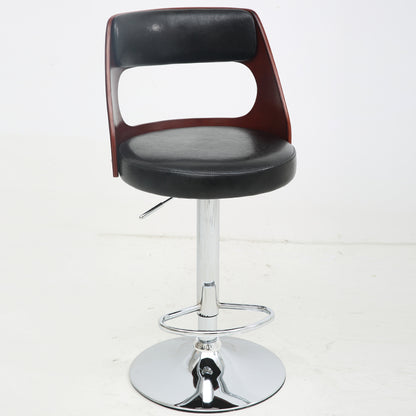 Bar Chair Bar Stool with Hollow Wood Frame PU Leather Seat Chrome Metal Base Multifunctional Height Adjustable Swivel Stool for Home Bar Kitchen Island Pub Living Room Home Decor