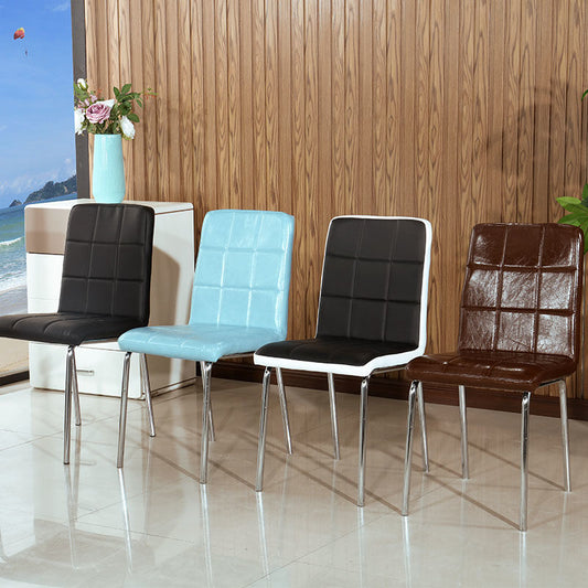 Modern Quilted Dining Chair Leather/Fabric Upholstery Stainless Steel Legs & Versatile Hues