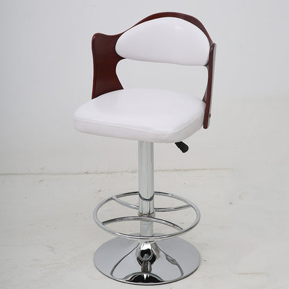 Bar Chair Bar Stool with Hollow Wood Frame PU Leather Seat Chrome Metal Base Multifunctional Height Adjustable Swivel Stool for Home Bar Kitchen Island Pub Living Room Home Decor