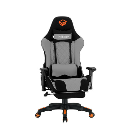 Ergonomic Gaming Chair High Back Fabric Racing Style Computer Chair with Footrest Adjustable Headrest Lumbar Pillow 180° Reclining Swivel Office Chair